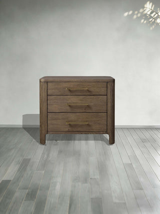 Calista Closed Oak Nightstand Two-Drawer Chest Wood Night Side Table Bedside