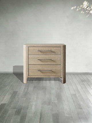 Calista Closed Oak Nightstand Two-Drawer Chest Wood Night Side Table Bedside