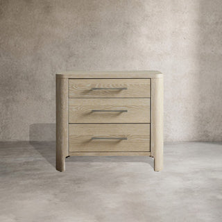 Calista Closed Oak Nightstand Two-Drawer Chest Wood Night Side Table Bedside