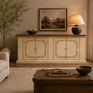 Oriana Bell’Arte Poplar Wood Sideboard Buffet Table Living Room Antique Entryways Two Drawers Cabinet