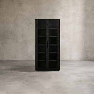 Willow Wood Tall Display Storage Cabinets Clean-Line Design