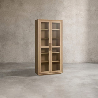 Willow Wood Tall Display Storage Cabinets Clean-Line Design