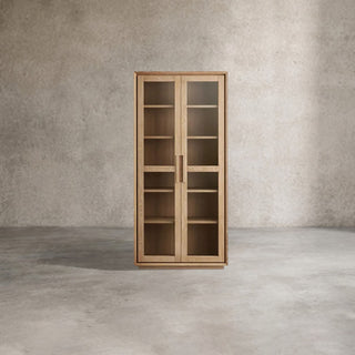 Willow Wood Tall Display Storage Cabinets Clean-Line Design