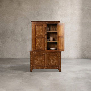 Stefania Poplar Wood Kitchen Cabinet Canaletto Sideboard Buffet Floral Motif Living Room Entryways Tall Cabinet