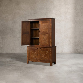 Stefania Poplar Wood Kitchen Cabinet Canaletto Sideboard Buffet Floral Motif Living Room Entryways Tall Cabinet