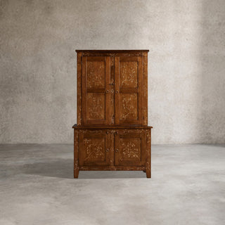 Stefania Poplar Wood Kitchen Cabinet Canaletto Sideboard Buffet Floral Motif Living Room Entryways Tall Cabinet