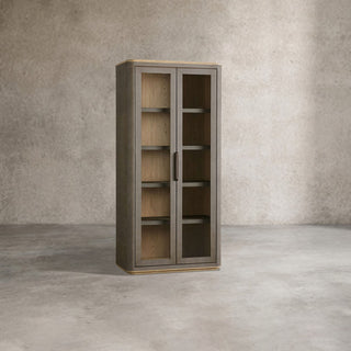 Harrow Tall Display Cabinets with Faux Shagreen Finish