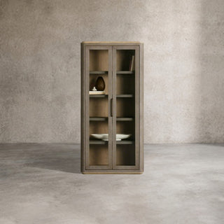 Harrow Tall Display Cabinets with Faux Shagreen Finish