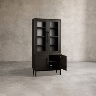 Sullivan Oak Wood Rustic Display Cabinet