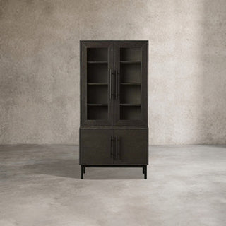 Sullivan Oak Wood Rustic Display Cabinet