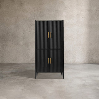 Louis Wood Bar Cabinet Constructivist-Inspired Wine Cabinet With Drawer