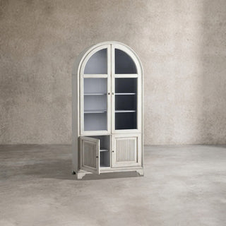 Giotto Antique Tall Display Cabinet Wood Side Storage Cabinet Bookcase with Glass Doors