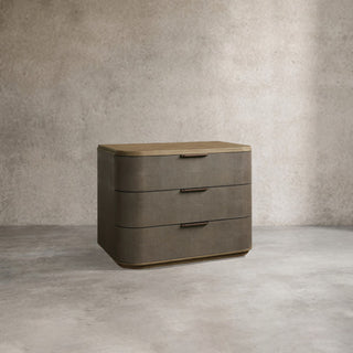 Harrow Faux Shagreen 3-Drawer Nightstand Solid Wood Floating Base