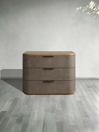 Harrow Faux Shagreen 3-Drawer Nightstand Solid Wood Floating Base