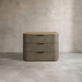 Harrow Faux Shagreen 3-Drawer Nightstand Solid Wood Floating Base