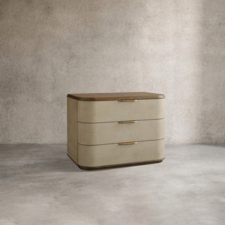 Harrow Faux Shagreen 3-Drawer Nightstand Solid Wood Floating Base
