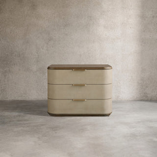 Harrow Faux Shagreen 3-Drawer Nightstand Solid Wood Floating Base