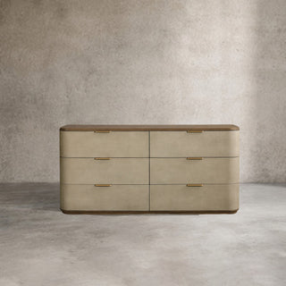 Harrow 6-Drawer Dresser Faux Shagreen Solid Wood Floating Base