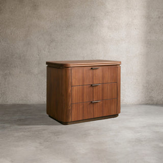 Caden Wood Nightstand 3-Drawer Soft-Close Glides Antique Bronze Hardware