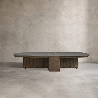 Nicco Lava Stone Top Coffee Table Wood Base Cocktail Table Living Room Luxury Center Tea Table