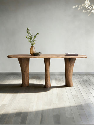 Soumaya Primavera Top Entryway Console Table Mahogany Legs Wood Hallway Entrance Table