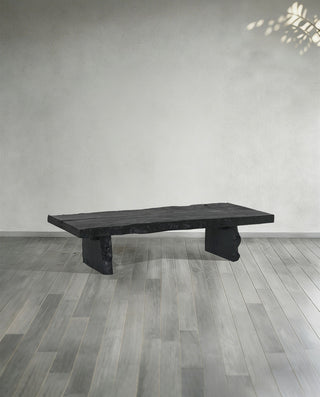 Nobu Wood Rectangular Coffee Table Sofa Center Tea Table Burnt Noir Finish