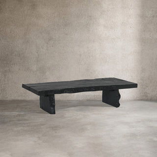 Nobu Wood Rectangular Coffee Table Sofa Center Tea Table Burnt Noir Finish