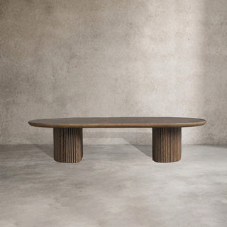 Astor Marble Top Coffee Table Oval Cocktail Table Wood Base Sofa Center Tea Table