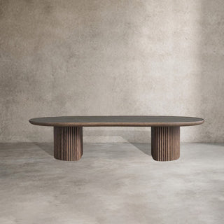 Astor Marble Top Coffee Table Oval Cocktail Table Wood Base Sofa Center Tea Table
