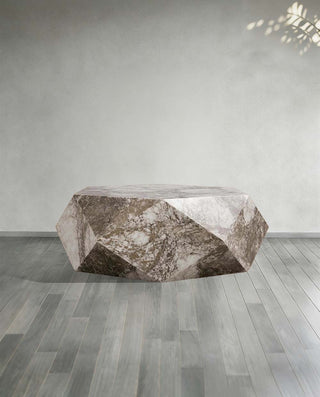 Lysa Natural Onyx Coffee Table Unique Wood Frame Cocktail Table Living Room Center Geometric Tea Table