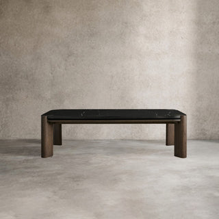 Pyet Marble Coffee Table: Elegant Oak Wood Base Living Room Center Cocktail & Tea Table