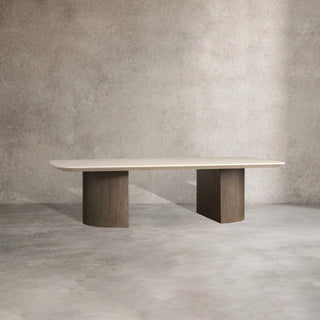 Saint Germain Marble Top Coffee Table: Oak Wood Dauphine Base Living Room Cocktail & Center Tea Table