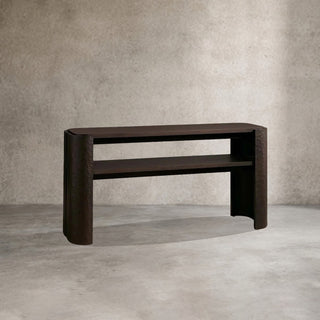 Soumaya Primavera Top Entryway Console Table Mahogany Legs Wood Hallway Entrance Table