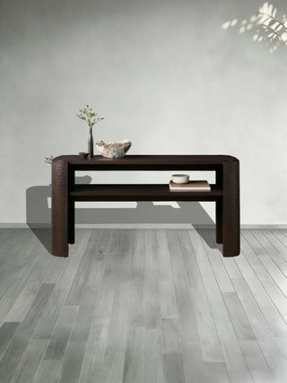 Soumaya Primavera Top Entryway Console Table Mahogany Legs Wood Hallway Entrance Table