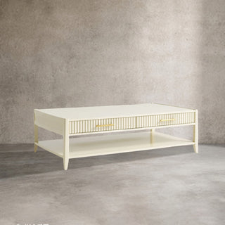 Lewis 56" Modern Coffee Table Wood Sofa Center Tea Table with Fluted Drawers