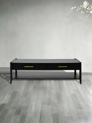 Lewis 56" Modern Coffee Table Wood Sofa Center Tea Table with Fluted Drawers