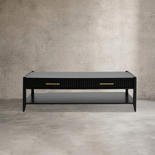 Lewis 56" Modern Coffee Table Wood Sofa Center Tea Table with Fluted Drawers