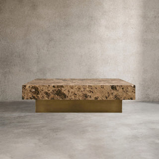 Zelie Emperador Marble Coffee Table Brushed Brass Base Cocktail Table Living Room Luxury Center Tea Table
