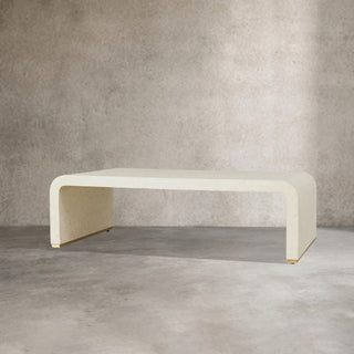 Visola Latticework Coffee Table Camel Bone Cocktail Table Living Room Center Tea Table with Brass Plinth
