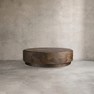 Pola Wood Round Plinth Coffee Table Wabi-Sabi Living Room Center Ash Tea Table