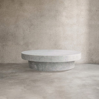Cinzia Natural Marble Round Coffee Table Stone Cocktail Table Plinth Base Sofa Center Tea Table
