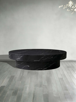 Cinzia Natural Marble Round Coffee Table Stone Cocktail Table Plinth Base Sofa Center Tea Table