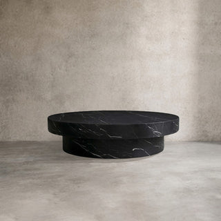 Cinzia Natural Marble Round Coffee Table Stone Cocktail Table Plinth Base Sofa Center Tea Table