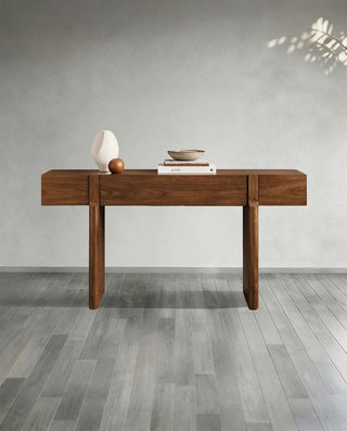 Callan Rustic Solid Walnut Console - Modern Entryway Hallway Table