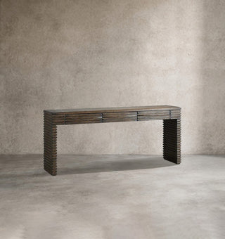 Kai Slatted Reclaimed Pine Console - Rustic Entryway Storage Table