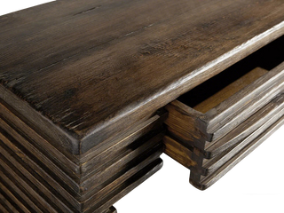 Kai Slatted Reclaimed Pine Console - Rustic Entryway Storage Table