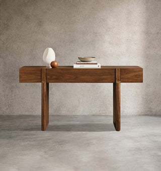 Callan Rustic Solid Walnut Console - Modern Entryway Hallway Table