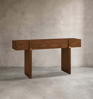 Callan Rustic Solid Walnut Console - Modern Entryway Hallway Table