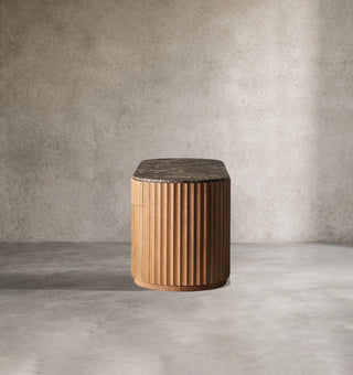 Raliton Fluted Oak Dresser | Luxury Marble Top Bedroom Storage Cabinet