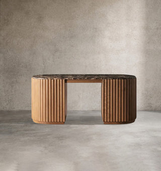 Raliton Fluted Oak Dresser | Luxury Marble Top Bedroom Storage Cabinet